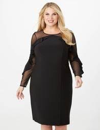 Dressbarn Plus Size Ruffled Mesh Sheath Dress 64 95 Dresses Sheath Dress Plus Size Fashion