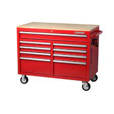 Husky Extra Deep 46 In 9 Drawer Mobile Workbench In Red Rust Resistant Red Powder Coat Finish Mobile Workbench Tool Chest Tool Cabinet