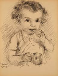 Francis Luis Mora, Young Girl Eating, 1920
