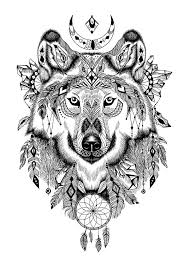 Aztec Wolf Tribal Wolf Tattoo Wolf Dreamcatcher Tattoo Wolf Totem