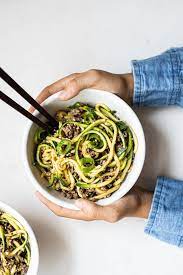Asian Beef And Zucchini Noodles Gluten Free Paleo Whole30 Savory Lotus Recipe Asian Beef Healthy Beef Recipes Paleo Beef Recipes