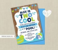 Birthday Party Ideas For 2 Year Old Boy In Summer Pool Party Birthday Invitation Two Cool Invitation Boy Pool Party Birthday Invitations Swim Party Invitations Pool Birthday Party