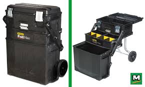 Black And Decker Tool Box On Wheels Bring Everything You Need Right To Your Jobsite With A Stanley Fatmax 4 In 1 Mobile Work Station This Multi Level Ro Tool Box Tool Storage Storage Solutions