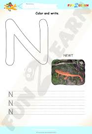 The letter n song by have fun teaching is a fun and engaging way to teach and learn about the alphabet letter n. N Is For Newt Animal Alphabet Worksheet Fun2learn