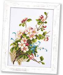 Go cross stitch crazy with our huge selection of free cross stitch patterns! Amazon Com Counted Cross Stitch Kit Apple Blossoms Embroidery Set