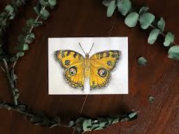 Vintage Butterfly Print, Yellow Butterfly Print, Christmas Gift for Her,  Christmas Gift for Mom, Handmade Artwork Print, Small Butterfly Art