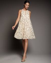 Aidan Mattox Gold Trapeze Keyhole Sequin Dress Dresses Sequin Dress Trapeze Dress