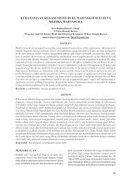Maybe you would like to learn more about one of these? Pdf Kerahasiaan Rekam Medis Di Rumah Sakit Aveciena Medika Martapura