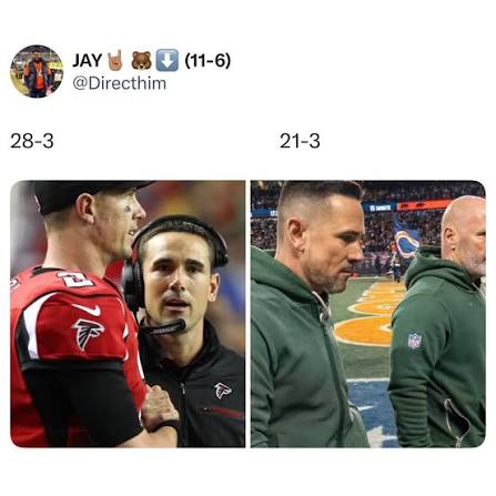 Matt Lafleur was on the Falcons sideline for 28-3. Makes sense 😂