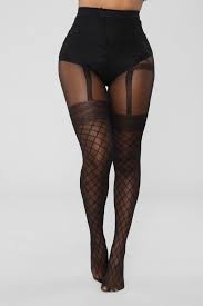 Detachable garters and pasties are included to match your mood. Hazel Fishnets Garter Tights Black