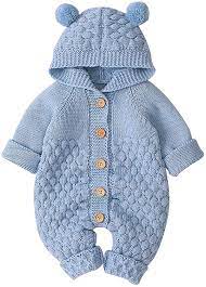 Buy Puseky Newborn Baby Boy Girl Hooded Knit Romper Jumpsuit Overalls One Piece Bodysuit Outerwear Online In Italy B07w3mv1fj