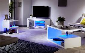 Italian light luxury marble round coffee table and side table set minimalist style coffee tables. Polar High Gloss Led Tv Stand Unit Lamp Table Coffee Table White W Led Light Ebay