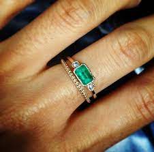 Green Kundan Ring Emerald Ring Little Finger Emerald Wedding Rings Wedding Rings Simple Pretty Jewellery