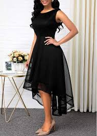 High Waist Sleeveless Mesh Patchwork Black Dress Rotita Com Usd 33 73 Black Dresses Classy Necklines For Dresses Black Cocktail Dress