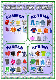 Clothes And Seasons Pictionary Seasons Worksheets English Classroom Seasons Activities