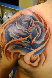 Rose tattoos symbolize love and happiness, but it can also represent sadness when used as a memorial tattoo.rose tattoos can also be combined with anchor tattoos. Shoulder Flower Rose Tattoo By Body Line Tattoo