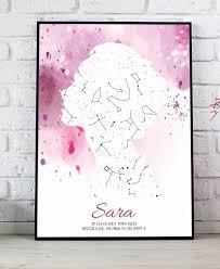 Star Maps Custom Star Map Unique Gift Star Poster Digital Print Astrology Star Maps Unique Gift Pink Star Maps U Personalized Artwork Sky Design Star Map