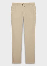 Pantalon style jogging en pur lin. Pantalon Casual En Lin Uni Beige Father And Sons