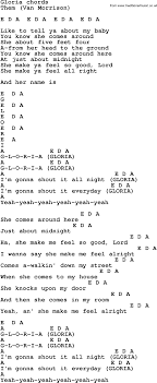 Song Lyrics With Guitar Chords For Gloria Them In 2019