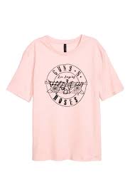 Printed T Shirt Pink Guns N Roses Ladies H M Gb Roze Wapens Overhemd Band Shirts