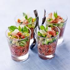 Verrines Gourmandes A La Courgette Caviar De Jambon Cru Tomates Parmesan Aoste Plus De Recettes De Verrin Verrine Courgette Recette Verrine Verrines Salees