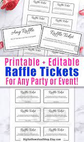 Raffle Ticket Template Editable Printable Black And White Etsy Raffle Tickets Template Raffle Tickets Printable Custom Raffle Tickets