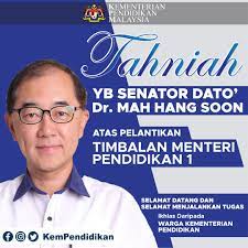 Senarai nama menteri dan timbalan menteri kabinet malaysia 2020. Kpm Ar Twitter Tahniah Yb Senator Dato Dr Mah Hang Soon Timbalan Menteri Pendidikan 1