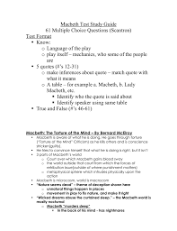 Key character quotes for both macbeth and lady macbeth are included, e.g. Macbeth Test Study Guide 61 Multiple Choice Questions Scantron