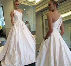 Craving a wedding guest dress that you don't have to reserve for weddings? Discountsimple Wedding Dresses One Shoulder With Pocket Satin Ruched Court Train Wedding Reception Guest Dress Bridal Gowns Cheap From Stunningdress88 84 50 Online Wedding Dress Wedding Dress With Pockets A Line Wedding Dress