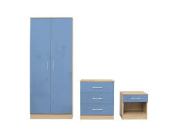 Whether you're shopping for a single item to coordinate with your existing furniture or want to refurnish your bedroom from scratch our bedroom sets are organised to make this as easy as possible for you. Lpd Furniture Dakota High Gloss Blue And Oak Bedroom Set From The Bed Station