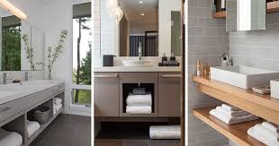 bathroom vanities that have open shelving