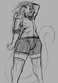 Rule 34 Dev - general:[anthro bottomwear bulge clothing femboy  male shirt shorts solo tail topwear wide_hips] artist:[zerolativity]  copyright:[plu] character:[] species:[haplorhine mammal  monkey primate ...