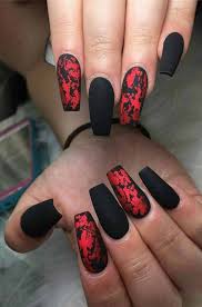 Hope you like this black and red acrylic nail design i did on myself. 14 Gorgeous Nail Art Designs Inspired From Red And Black Halloween Acrylic Nails Halloween Nail Designs Goth Nails