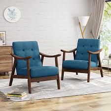 Aurora Mid Century Modern Accent Chairs Set Of 2 In 2020 Mid Century Modern Accent Chairs Fabric Accent Chair Accent Chair Set