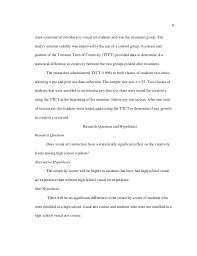 The best thesis structure example you can get. Thesis The Impact Off Visual Art Instruction On Student Creativity
