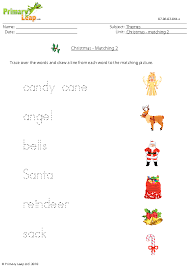 The christmas worksheets for preschool are geared towards counting, number recognition, and santa clause themed images. Christmas Worksheet Matching Words And Pictures 2
