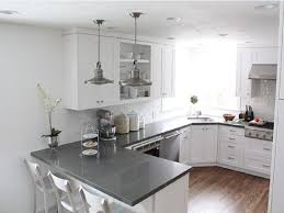 Gorgeous U Shape Kitchen With Custom White Cabinet Design Kitchen Design Grey Countertops U Shaped Kitchen