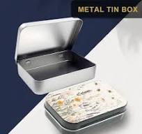 metal box with hinged lid sold on Temu United States