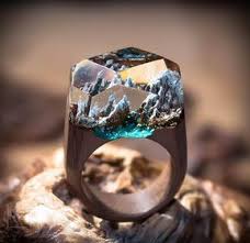 Ring Mountain Lake Etsy Wood Resin Jewelry Resin Jewelry Resin Crafts