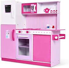 ¿que hay de tener tu propio restaurante? Costway Cocinita De Juguete Madera Para Ninas Infantil Cocina Juego Color Rosa Amazon Es Juguetes Y Juegos
