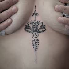 Unalome Lotus Flower Sternum Tattoo By Jade Quail Black Butterfly Tattoo Tattoos For Women Tattoos
