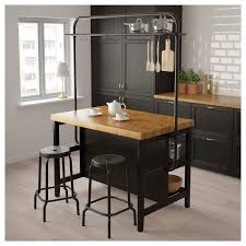 Vadholma Kitchen Island With Rack Black Oak Ikea Kitchen Furniture Freestanding Kitchen Island Kitchen Renovation
