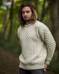 Knitted jumper for women, men and kids in drops karisma with cables and structure pattern. Mens Knitwear The Donegal Shop