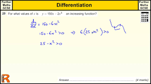 Increasing Functions And Differentiation Gcse Further Maths Revision Exam Paper Practice Help Youtube
