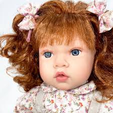 Papusa Nines D'Onil, Mia Cotton, cu parul albastru, cu catel, cu  articulatii, cu miros de vanilie, 30 cm