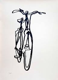 Bicycle Art Print Crescent Bike On Nideggen Paper Bicycle Painting Bike Drawing Bicycle Art Print