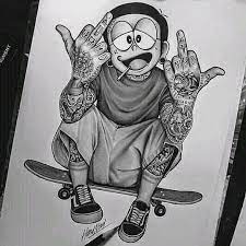 Dewasa pun nggak mau ketinggalan dengan masih mendownload poster animasi buat digunakan dp di media sosial atau untuk disave. Doremon Nobita Cute Cat Tattoo Graffiti Characters Cat Tattoo