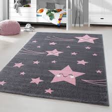 Auf wunsch nach maß gefertigt jetzt das riesige sortiment.teppich rosa. Kurzflor Kinderteppich Sternschnuppe Sterne Soft Babyzimmerteppich Grau Pink Ceres Webshop