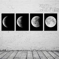 4 Small Moon Phases Canvas Print Posters Wall Art Moon Wall Art Canvas Art Wall Decor Space Wall Art