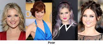 Triangular faces are pear shape and are narrowest at the top forehead region and widest at the jaw line chin area. Pear Face Shape Howtowear Fashion